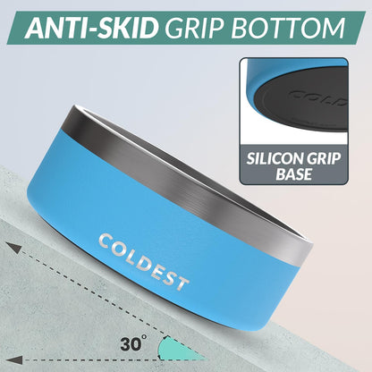 Coldest Dog Bowl - Anti Rust Metal, Non Slip, 3 Layers Insulated Stainless Steel Dog Bowls - Spill