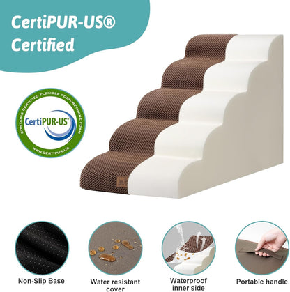 Dog Stairs for High Bed 22.6" H, Small Dog Step for Puppy, Older or Cat, Curved Ramp for Car