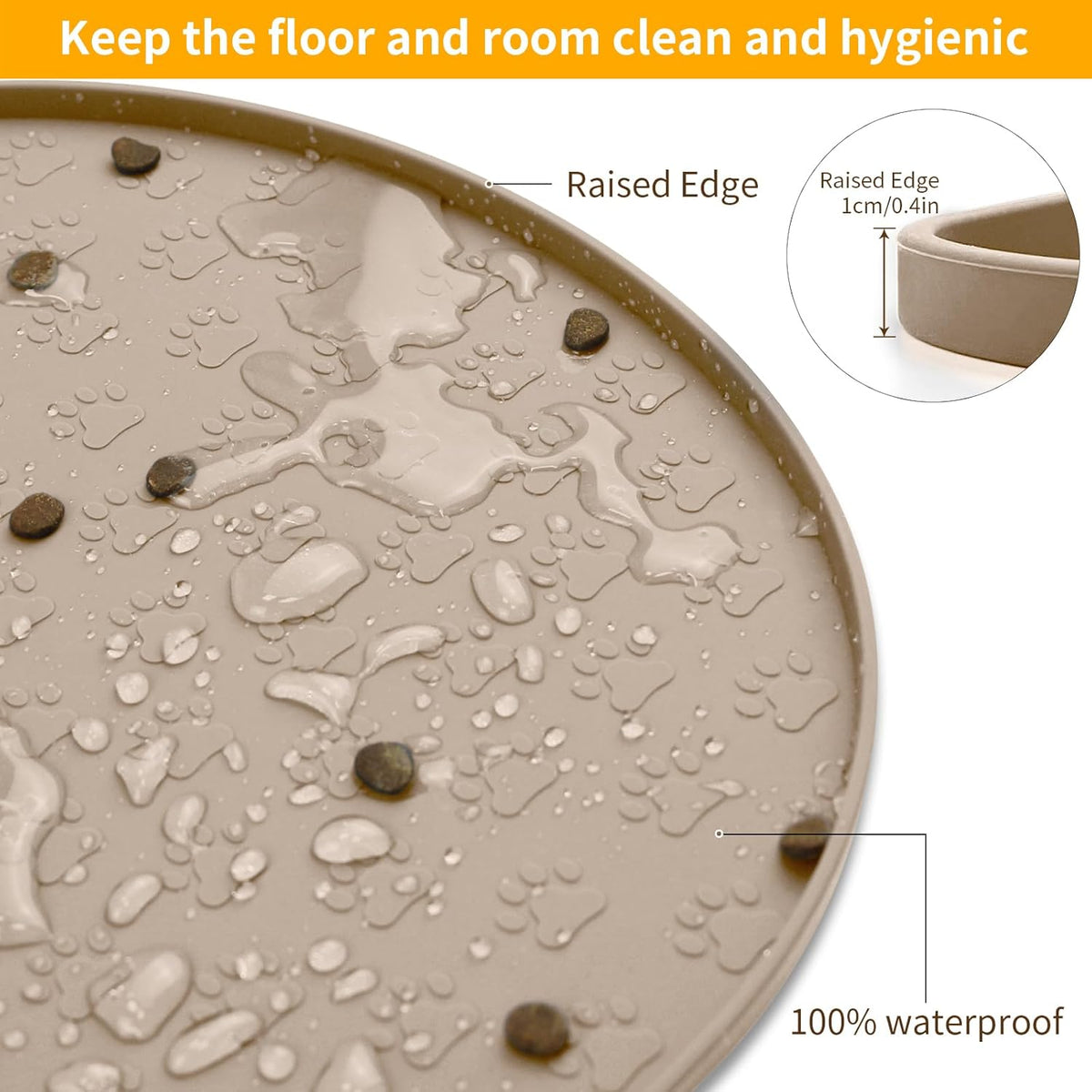 KPWACD Dog Food Mat Anti-Slip Bowl Mats for Food and Water, High-Lips Waterproof Pet Placemat