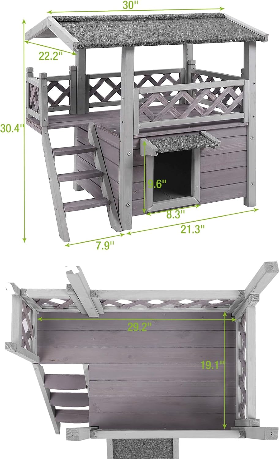 GUTINNEEN Cat House Outdoor Weatheproof Feral Cat Shelter Wooden Cat Condos for Winter Large