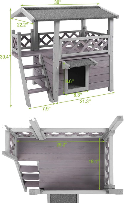 GUTINNEEN Cat House Outdoor Weatheproof Feral Cat Shelter Wooden Cat Condos for Winter Large
