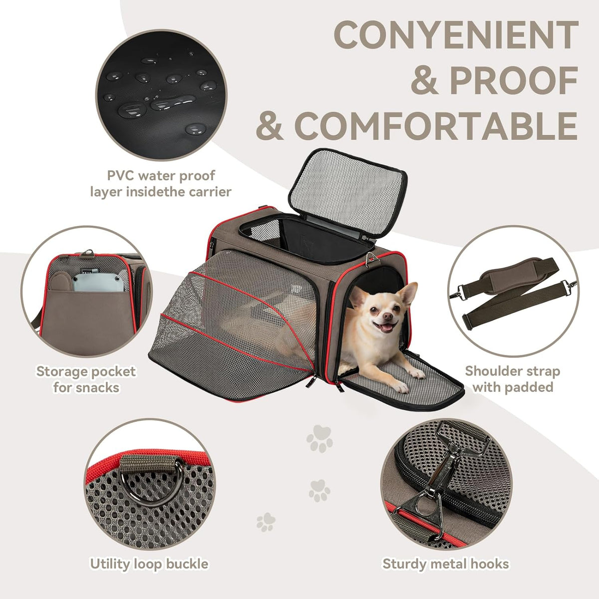 Petsfit Expandable Cat Carrier Dog Carriers,Airline Approved Soft-Sided Portable Pet Travel