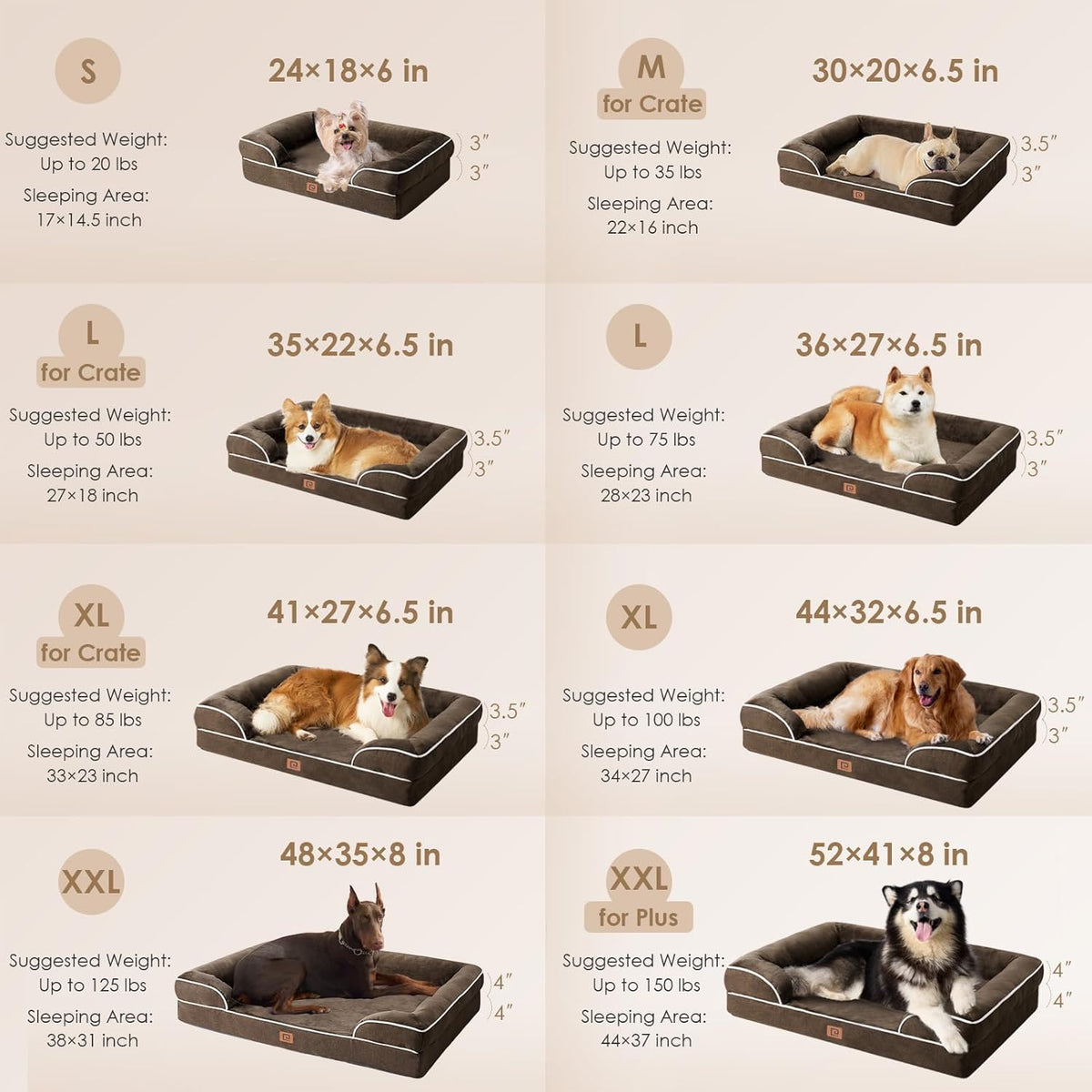 EHEYCIGA Orthopedic Dog Beds for Extra Large Dogs, Waterproof Memory Foam XL Dog Bed with Sides