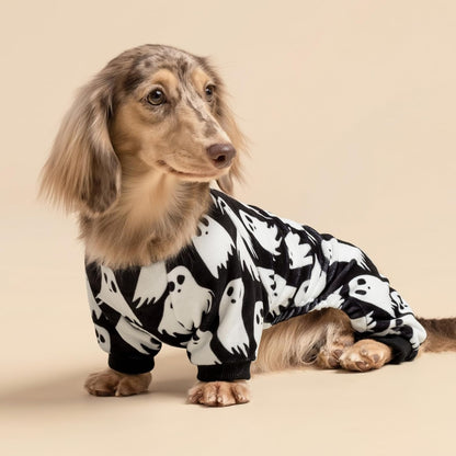 Fitwarm Halloween Ghost Dog Pajamas, Funny Halloween Costumes for Dogs, Fleece Dog Onesie with