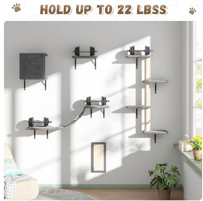 COZIWOW Wall Mounted Cat Furniture, Cat Wall Shelves and Perches, Floating Cat Shelves for Wall Set