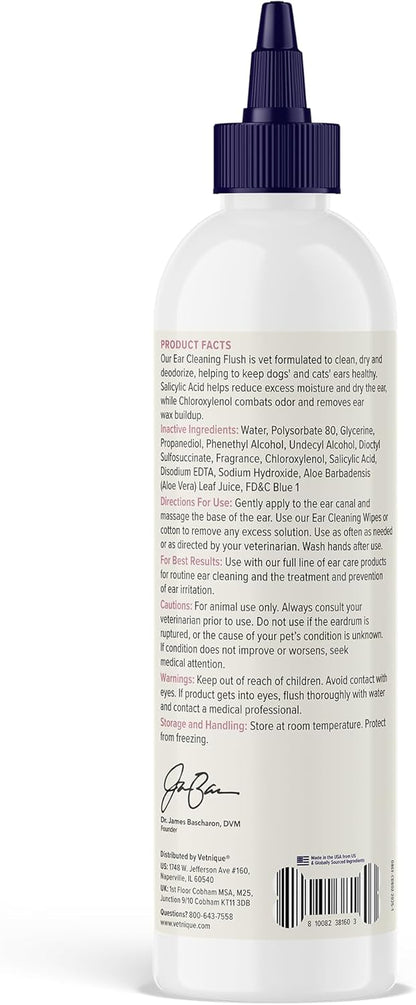 Vetnique Oticbliss Cat & Dog Ear Cleaners: Medicated Dog Ear Drops for Infection, Antiseptic Flush