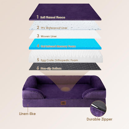 EHEYCIGA Orthopedic Dog Bed for Medium Dogs, Waterproof Memory Foam Medium Dog Beds with Sides