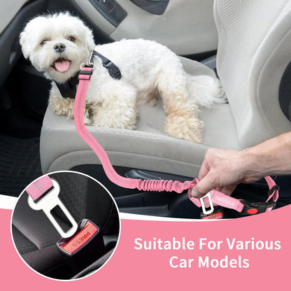 BWOGUE 2 Piece Dog Seat Belt for Car with Elastic Bungee Buffer Safety Seatbelt Car Headrest