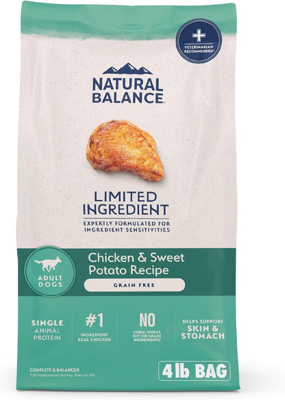 Natural Balance Limited Ingredient Adult Grain-Free Dry Dog Food, Chicken & Sweet Potato Recipe, 4