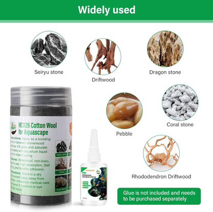 Cotton Wool for Aquascape- Gap Filler Cotton for Rocks & Wood | Aquarium Safe Bonding Material |