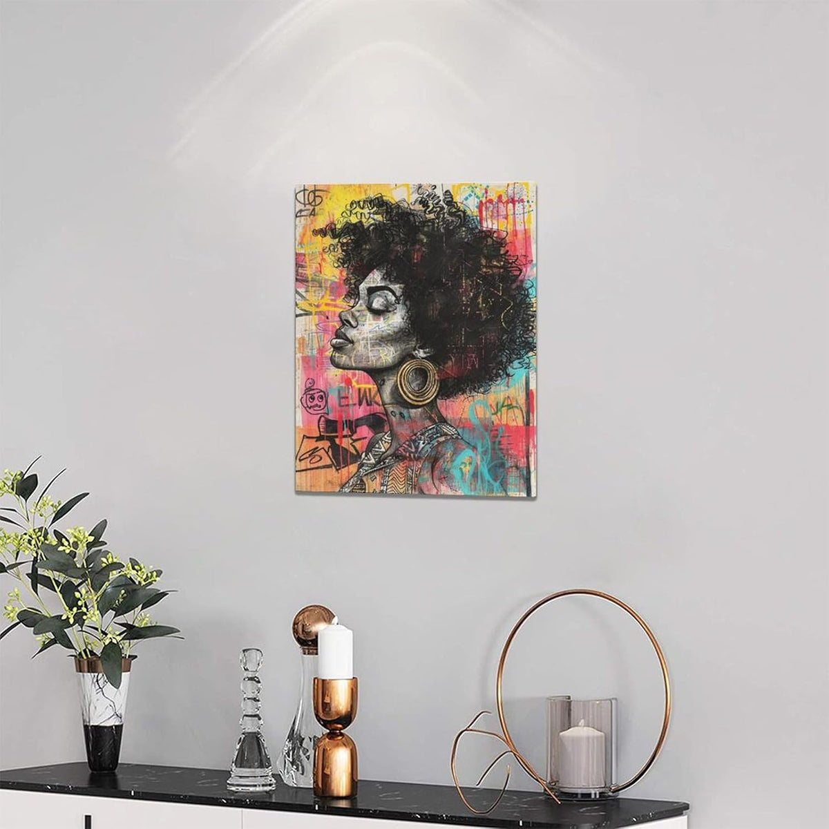 Quorin African American Wall Art Banksy Graffiti Black Woman Pictures Black Girl Wall Decor Canvas