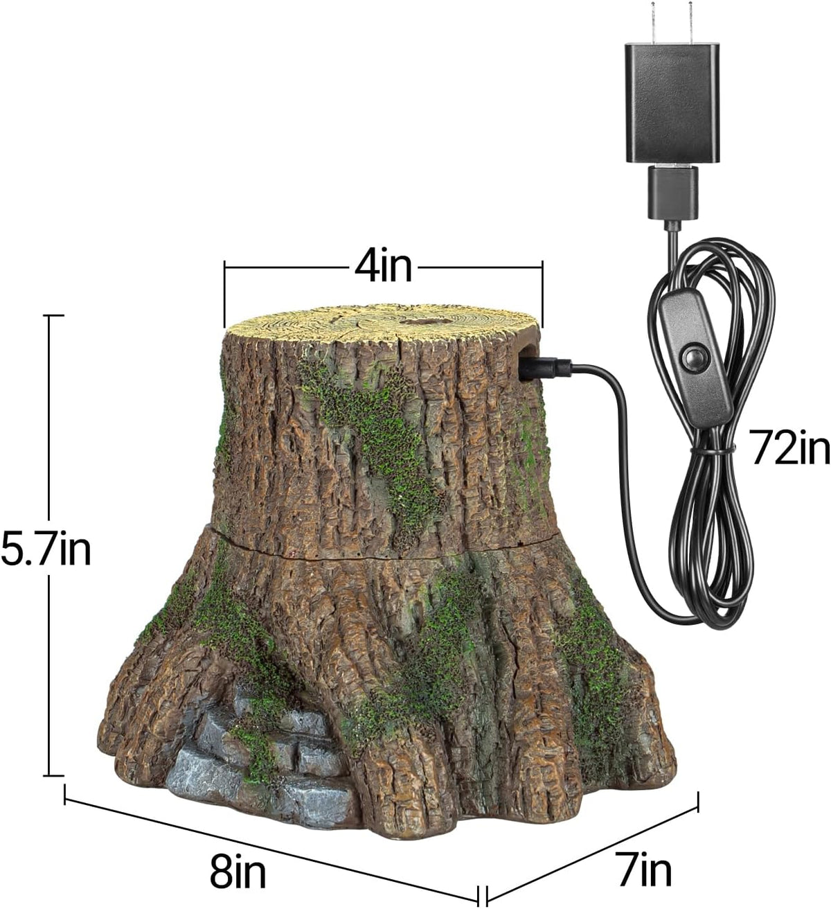 REPTIZOO Reptile Humidifier Fogger, Tree Trunk Humidifier with Top Mist Outlet, 1000ml Detachable