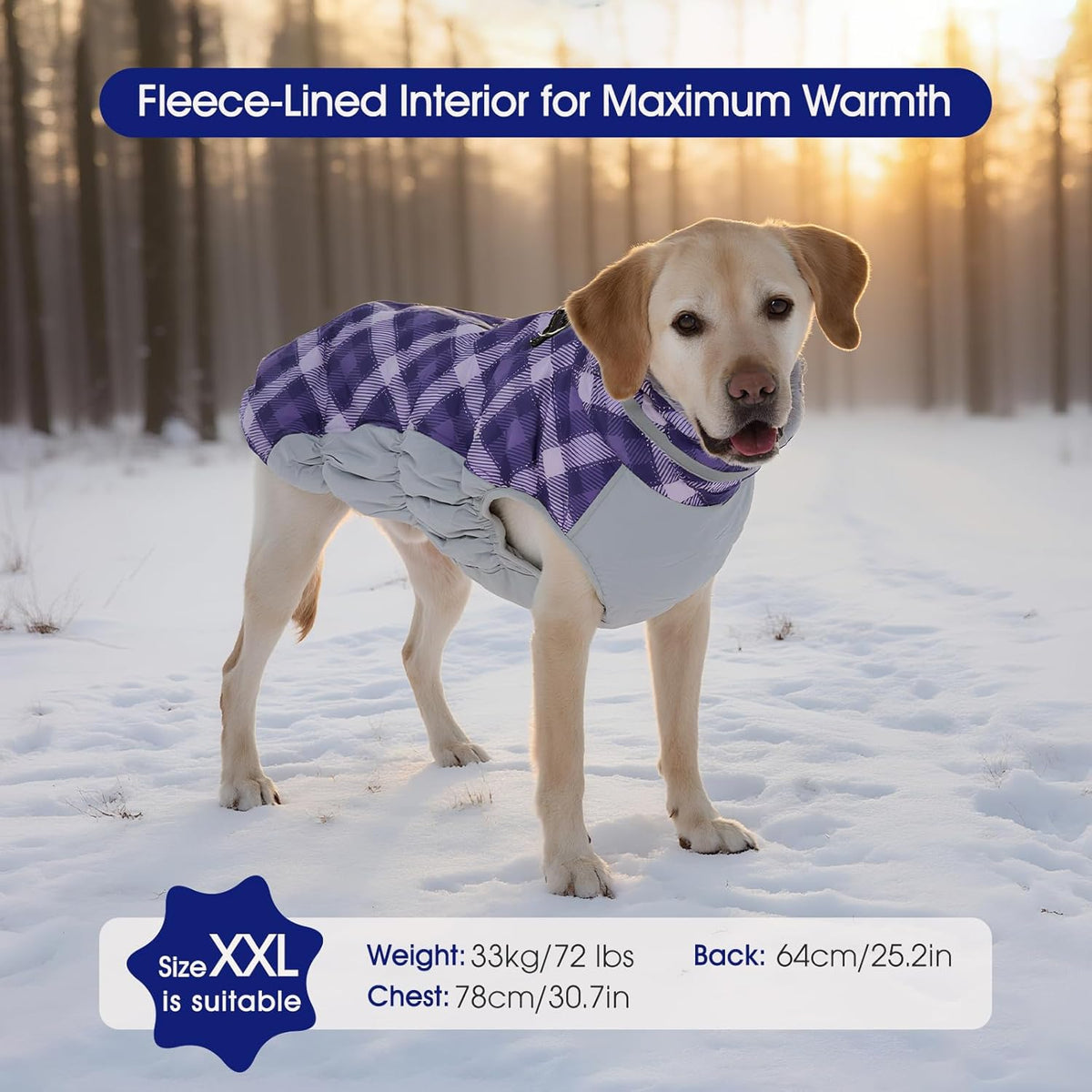 FUAMEY Dog Coat for Medium Dogs,Waterproof Dog Winter Jacket with Harness Built in Puppy Cold