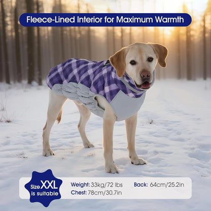 FUAMEY Dog Coat for Medium Dogs,Waterproof Dog Winter Jacket with Harness Built in Puppy Cold