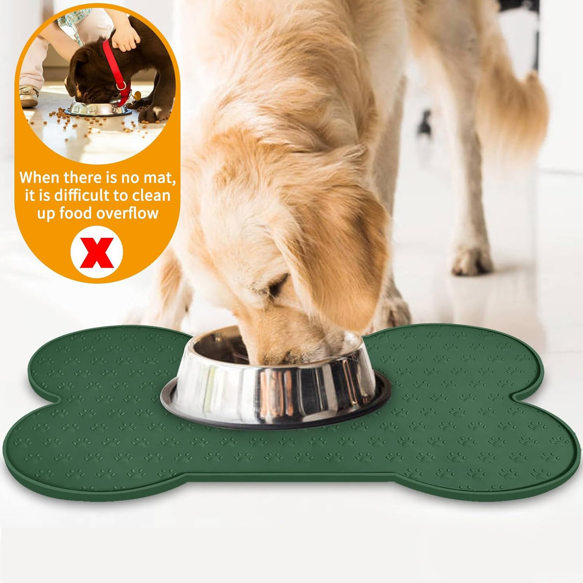 Dog Food Mat Anti-Slip Silicone Dog Bowl Mat Thicker Pet Placemat Waterproof Cat Feeder Pad with