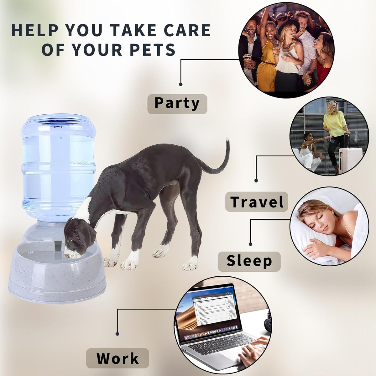 Large Dog Water Bowl Dispenser,3 Gallon/11L Gravity Automatic Pet Water Dispenser,Gravity Water