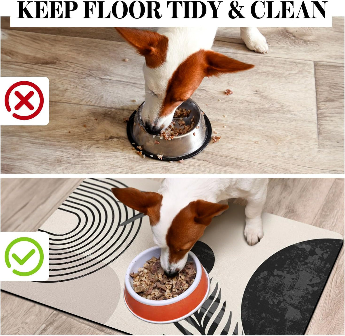 Dog Food Mats for Floors Super Absorbent, Pet Cat Food Mat - Non Slip Dog Bowl Mats for Food and