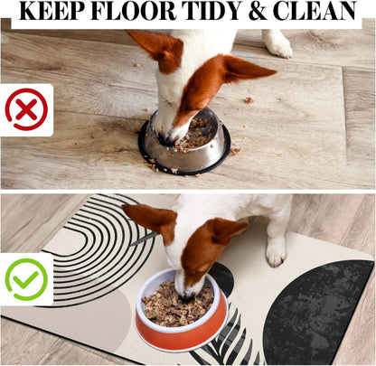 Dog Food Mats for Floors Super Absorbent, Pet Cat Food Mat - Non Slip Dog Bowl Mats for Food and