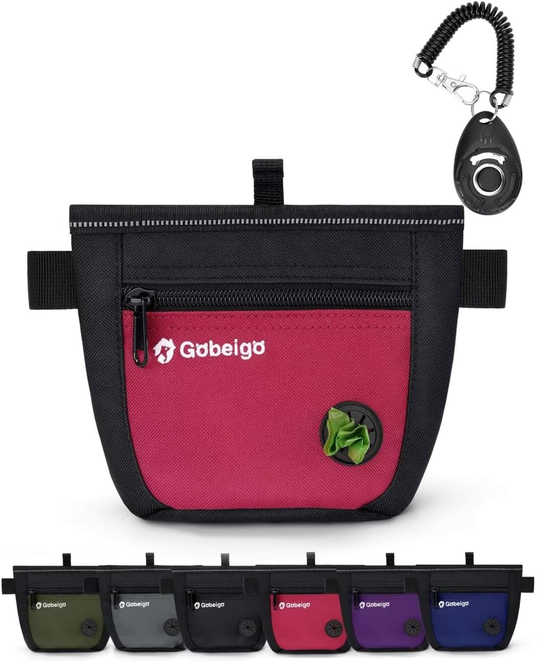 Gobeigo Dog Treat Pouch and Training Clicker, Upgrade Two Magnetic Closure to Prevent Spills, 2 Cup