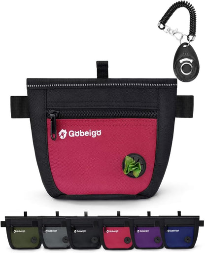 Gobeigo Dog Treat Pouch and Training Clicker, Upgrade Two Magnetic Closure to Prevent Spills, 2 Cup