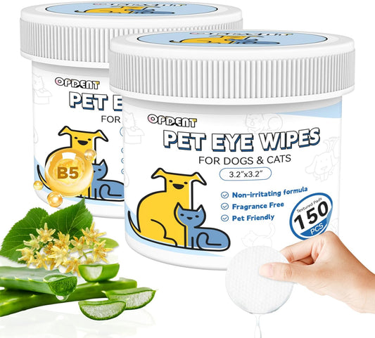 Eye Wipes for Dogs & Cats - Tear Stain Remover for Dogs - Dog Eye Cleaner, Eye Debris, Discharge