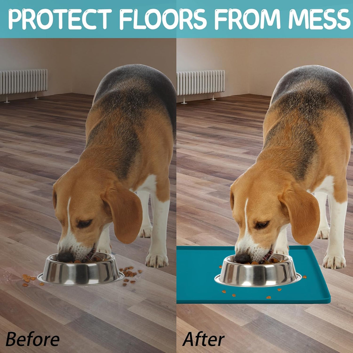 MateeyLife Silicone Cat & Dog Food Mat for Floors Waterproof, Anti-Slip Dog Bowl Mats for Food and