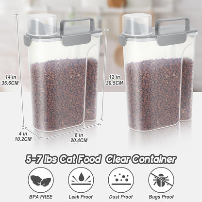 5-7Lbs Dog Cat Food Storage Container with Upgraded Large Nozzle BPA-free, 4 Snap Seals Plastic Pet