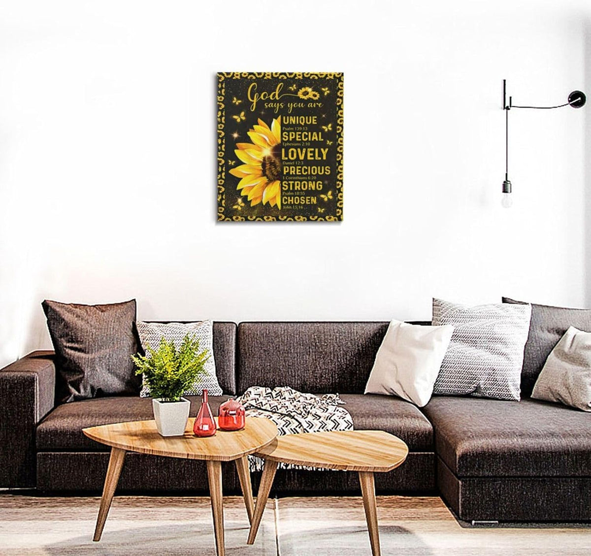 Christian Sunflower Bathroom Pictures Wall Art, Bible Verse Bathroom Wall Decor for Bedroom Office