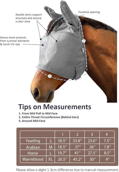 Harrison Howard UV-proof Multi-Function Fabrics Thick Fleece Padding Horse Fly Mask Half Face with