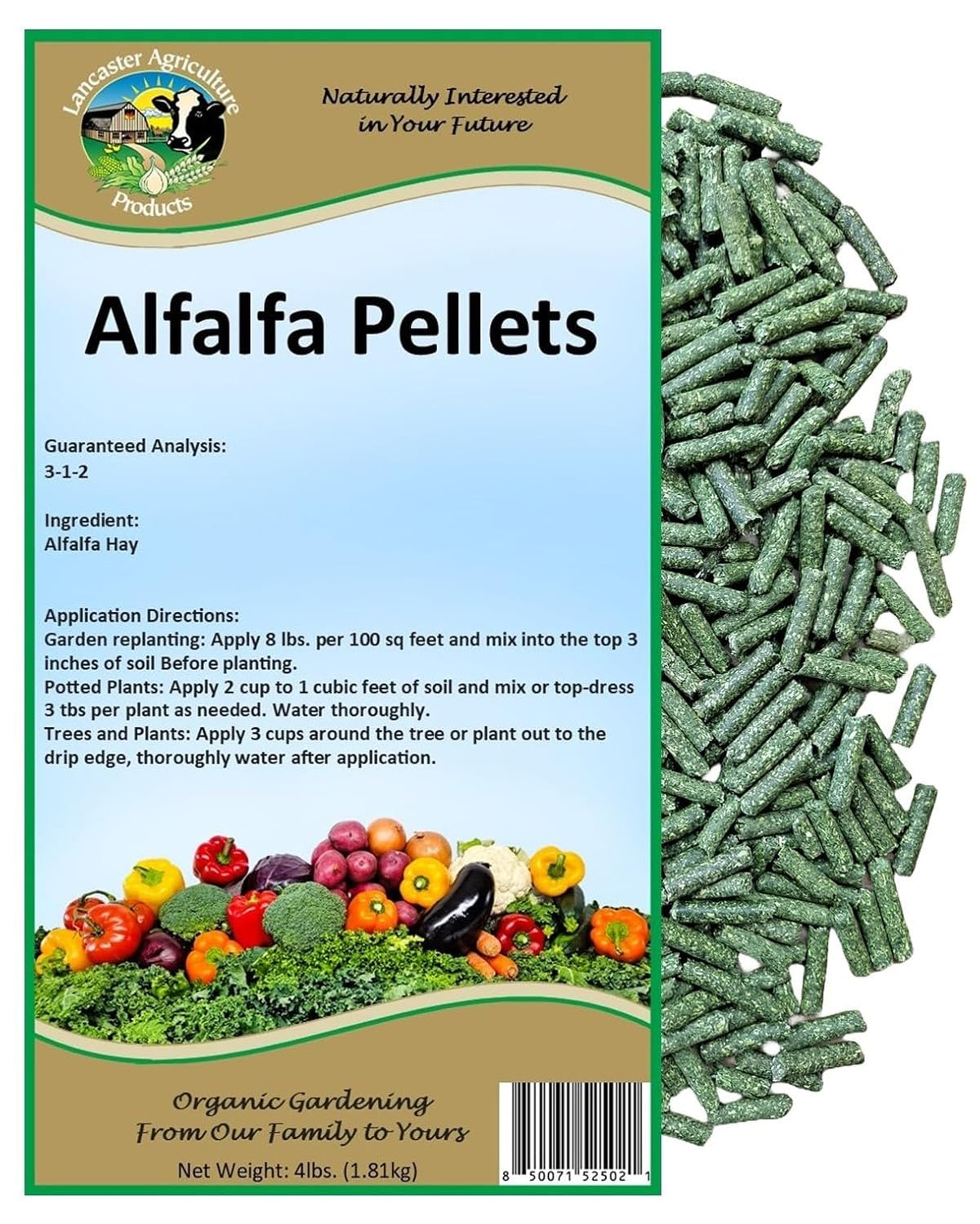 Alfalfa Meal Pellets 4 Pounds Organic Fertilizer for Flowers, Vegetables & Trees - Ideal Rabbit