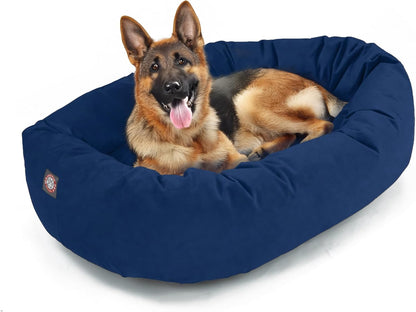 Majestic Pet 52 Inch Suede Calming Dog Bed Washable 52x35x11 (Inch) – Cozy Soft Round Donut Dog Bed