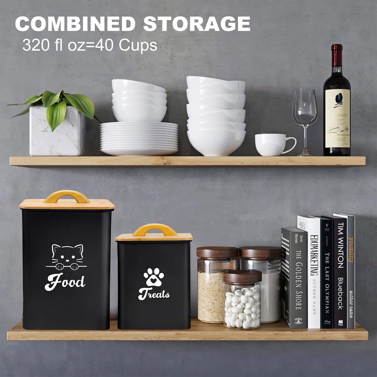Cat Food Storage Container with Scoop, 2PCS Cat Food Storage Container with Lids Airtight, Cat