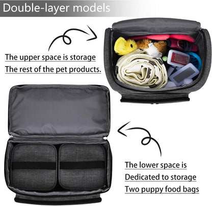 BAGLHER Pet Travel Bag, Double-Layer Pet Supplies Backpack (for All Pet Travel Supplies), Pet