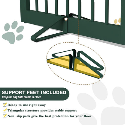 Freestanding Pet Gate for Dogs, Indoor Wooden Dog Gate for House, Foldable Dog Gate for Doorway