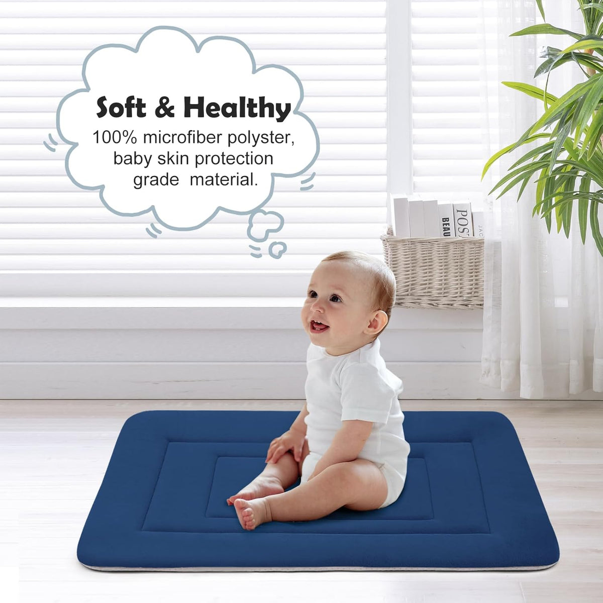 JoicyCo Soft Dog Crate Pad Mat, 48 in Non-Slip Bottom Washable Bed for Extra Large Dogs, Pet