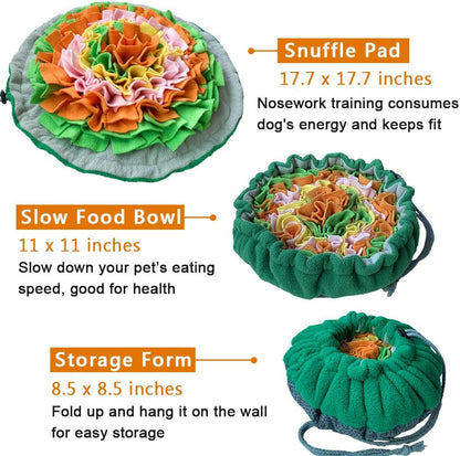 Snuffle Mat for Dogs, Interactive Foraging Puzzle Blanket, Nosework Feeding Bowl Sniffing Pad for