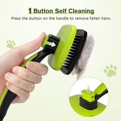 Pecute Self-Cleaning Slicker Brush for Dogs, Cats, Lightweight Dog Brush for Shedding Massaging
