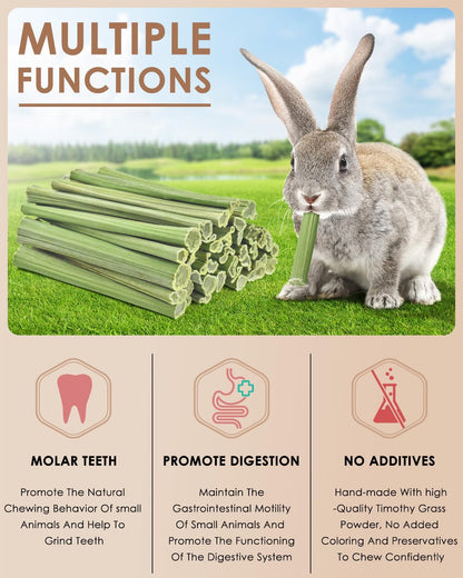 Bissap 50PCS Rabbit Chew Sticks, Natural Papaya Stems Bunny Chews Treats for Rabbits Hamsters