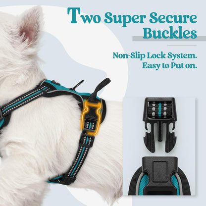 rabbitgoo Dog Harness No Pull with 2 Leash Clips, Adjustable Soft Padded, Reflective Oxford No