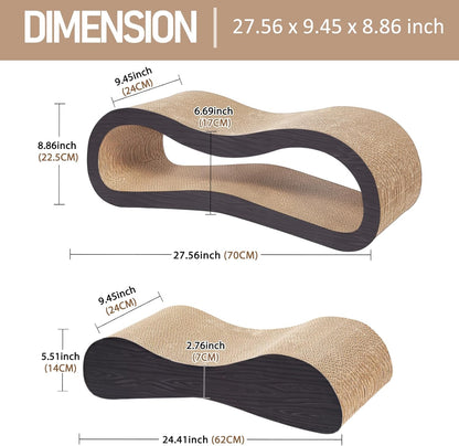 2 in 1 Cat Scratcher Cardboard Lounge Bed, Cat Scratching Post, Durable Board Pads Prevents