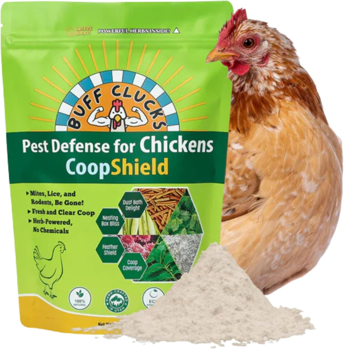 Dust Bath Herb Blend for Chickens - Keep Feathers Clean & Healthy - Food Grade, Natural Nesting Box