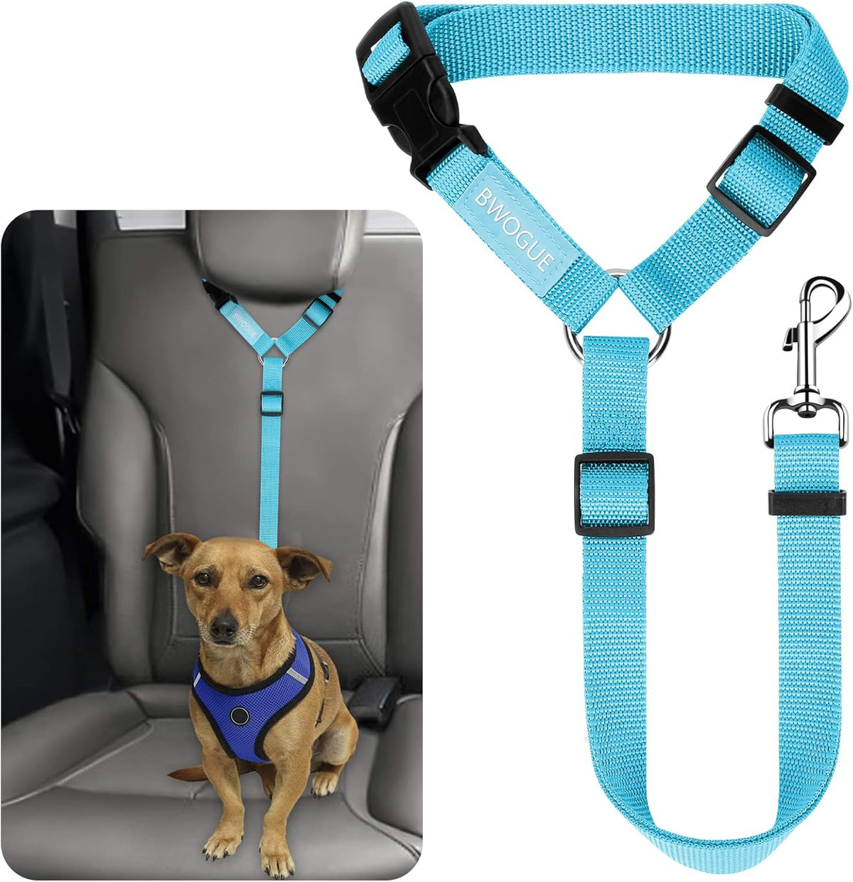 BWOGUE Pet Dog Cat Seat Belts, Car Headrest Restraint Adjustable Safety Leads Vehicle Seatbelt