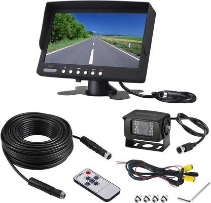 Truck Backup Camera Monitor kit,Heavyduty Vehicle Waterproof Night Vision Wide Angle Rearview Cab