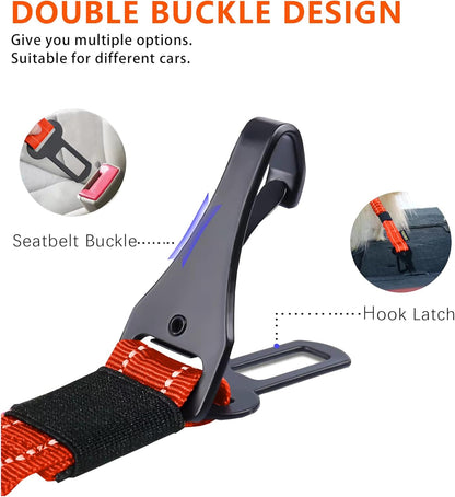 AUBELL Dog Seat Belt for Car,Updated 3-in-1 Adjustable Reflective Bungee Heavy Duty Dog Car Harness
