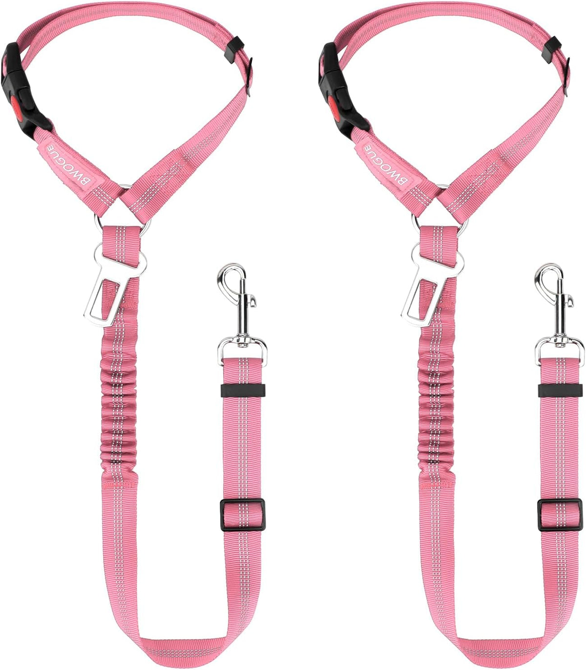 BWOGUE 2 Piece Dog Seat Belt for Car with Elastic Bungee Buffer Safety Seatbelt Car Headrest