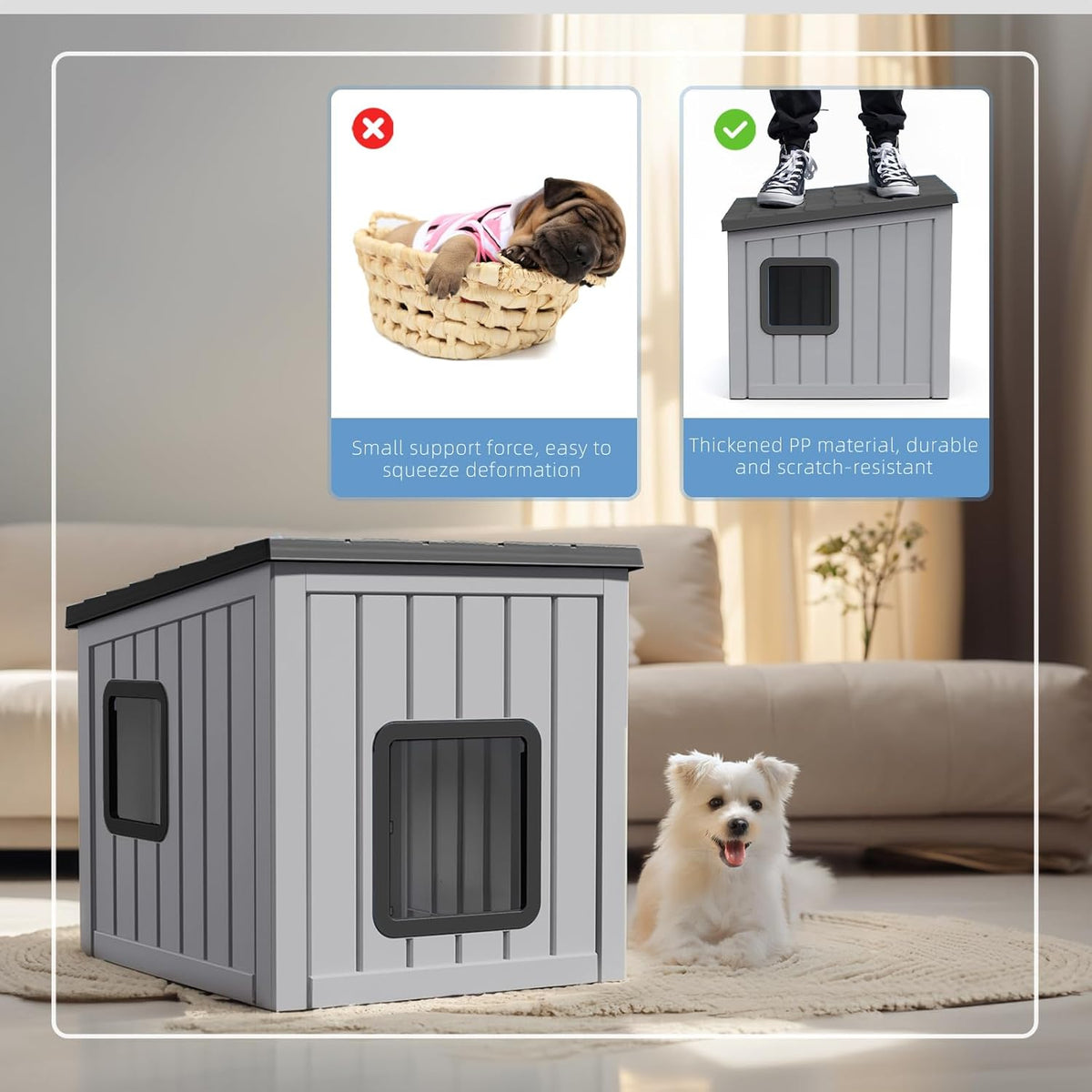 DRATO Dog House Indoor and Outdoor with Weatherproof Roof Removable Floors for Small to Middle