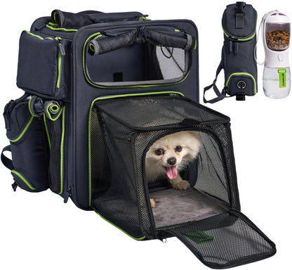 Cat Backpack Carrier & Dog Car Seat for Small Pets Up to 25 lbs - Expandable Cat Carrier Backpack