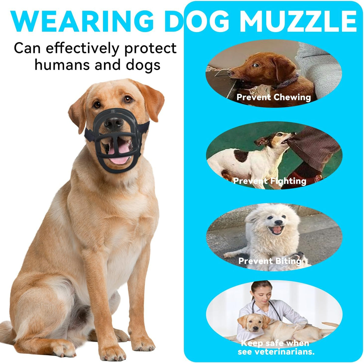 Dog Muzzle, OKKIC Basket Muzzle Anti Biting Chewing, Sturdy Lightweight Muzzle Allows Panting