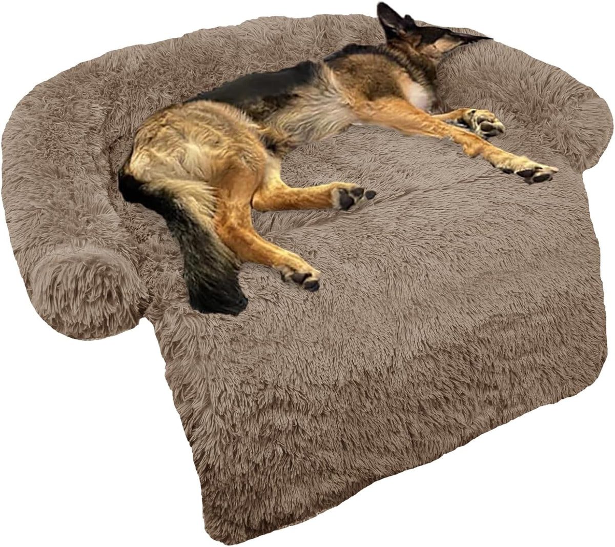 Calming Dog Bed Fluffy Plush Dog Mat for Furniture Protector with Removable Washable Cover for