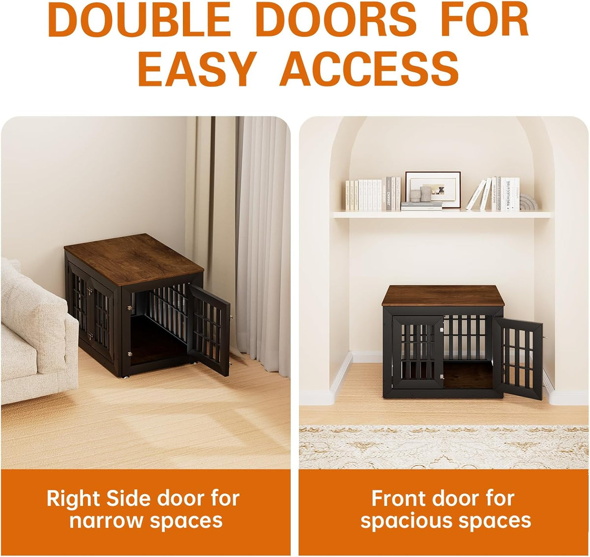 32" Heavy Duty Dog Crate Furniture for Small,Medium and Large Dogs,Rustic Wooden Dog Cage Kennel